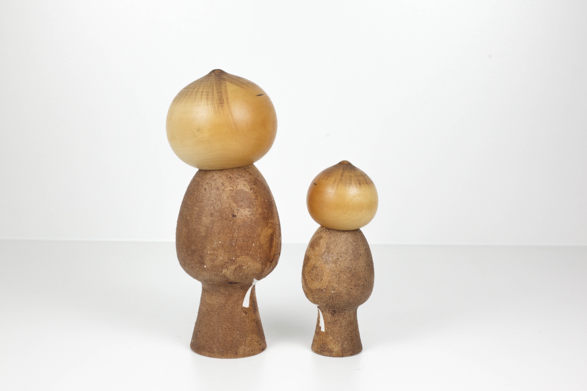 Big 渡辺 正雄 Masao創作 こけし kokeshi 人形 欅 無垢 無心 Mushin Kokeshi Set by Masao Watanabe | Vintage Japanese Kokeshi